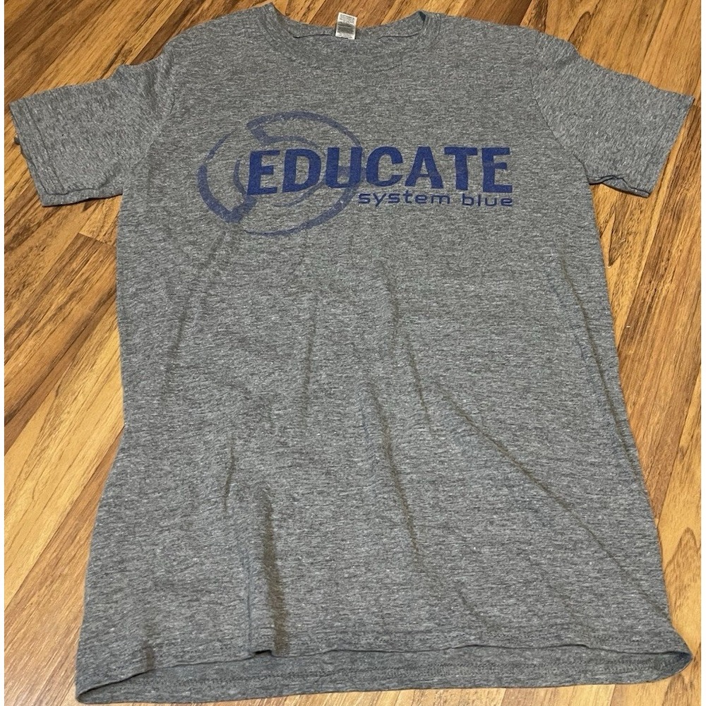 Small Blue Devils Drum and Bugle Corps DCI System Blue Educate Tee Gray Drummer